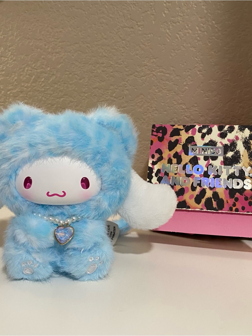 Miniso Hello Kitty & Friends - Cinnamoroll Plush Keychain - Cheetah Leopard Y2K
